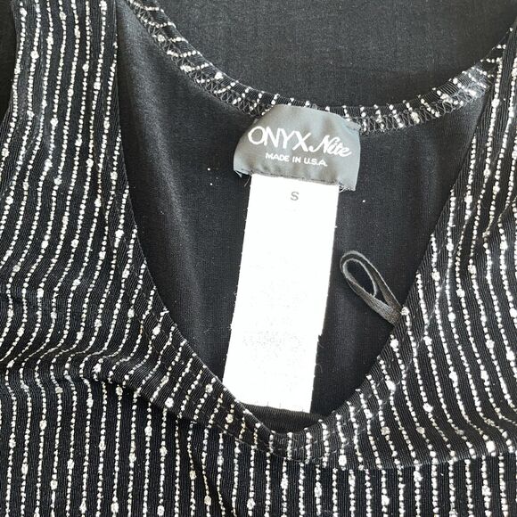 Onyx Nite 2 Piece Set Jacket Tank Sz Sm Black Silver Sparkle Rhinestone Evening - Picture 11 of 13